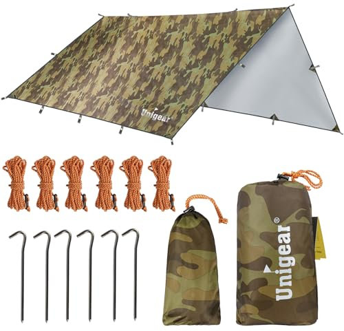 Unigear Tarp Rain Fly Regenschutzplane, wasserdicht, Wanderschuppen, faltbar, leicht, wasserdicht, für Camping und Schutz vor Regen, Schnee und Sonne