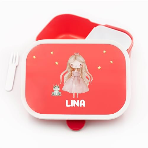 Geschenkfreude Personalisierte Brotdose Kinder Campus Bento Box für Mepal Prinzessin - Lunchbox Kinder mit Trennwand, Kindergarten, Schule - Alles für den Schulanfang Mädchen - Brotdose mit Namen
