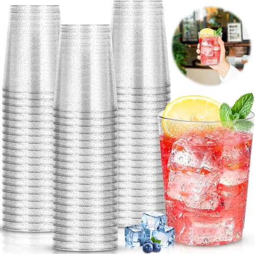 BGIUSQF Gobelet Plastique Réutilisable, 60 Pièces, 300 ML, Verre Cocktail pour Desserts, Anniversaires, Noël, Fête