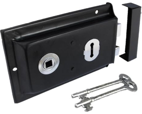 DISCOUNT HARDWARE UK Black Rim Lock Old Victorian Vintage Style Chrome Security Locks 6 x 4