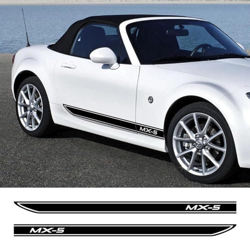 LIOUFTT Auto-Seitenstreifen-Aufkleber, Vinyl-Rennstreifen-Aufkleber, passend für Mazda MX-5 3, Auto-Tuning-Zubehör