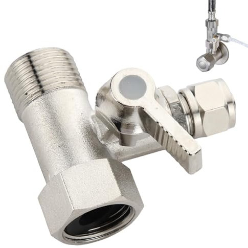 LANAFAY Vanne D'arrêt Adaptateur En T 3/8 X 3/8 X 1/4, Robinet Wc 3 Voies Avec Tapis En Caoutchouc Pour Connexion De 2 Appareils, Chromé, Adaptateur Vanne de Derivation pour Toilette WC