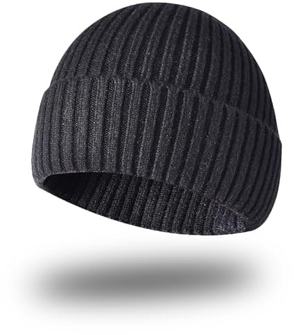 MOAZIFI Winter Mütze Herren, Retro Beanie, Beanie Herren, Fischermütze, Seemannsmütze, Strickmützen Für Herren, Mützen Herren, Mützen Unisex, Schwarz