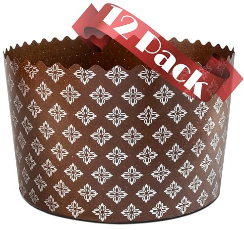 15 oz Easter Bread Paper Molds for Baking 12 Pack – Large Panettone Paper Mold Silver Design - Kulich Paska Mold Panettone Molds Easter Bread Kulich Molds