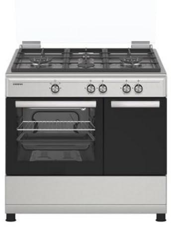 INFINITON Cocina con Horno de Gás CC90X2W4F, 4 Zonas, Quemador Wok, Ancho de 90 cm, Regulación en altura, Limpieza fácil, Compartimento porta-bombonas