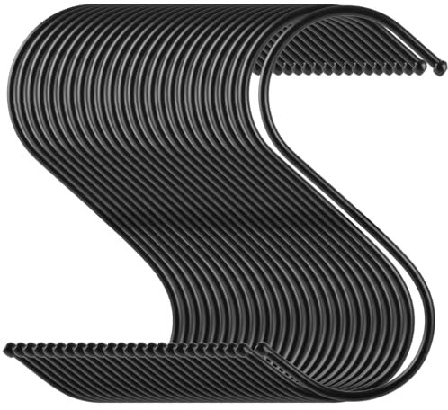 LDXDRU 100 Stück Schwarz S Haken, 12,5 cm Metall S Haken Metallhaken zum Einhängen, S-Haken Küchenhaken für Küche, Badezimmer, Schlafzimmer und Büro
