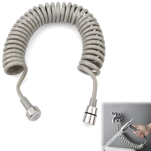 Tubo Doccia Telescopico a Molla, Flessibile Doccia Telescopico, Telescopico Tubo Flessibile Doccia a Spirale, per Doccette, WC, Pistole a Spruzzo per Vasche da Bagno, 3m