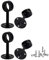4 soportes de barra de cortina de techo de acero inoxidable negro para montaje en pared para armario de baño, 16 mm