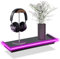GEEZY Black Floating Shelf Pink LED Neon Lights - Battery Operated, Lightweight, Wall Mounted with Screws - Suitable for Gaming Room Lounge - Floating Shelves for Bedroom, with Lights 45.5x15.5x4.5cm