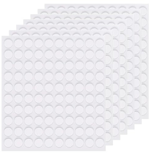 Pastille Double Face Transparent Rond,600 Pièces Autocollant 10 mm Ronde Point Collant Rond Amovible Adhésifs Réutilisable Sans Traces pour Décoration de Fête,Bricolage,Décoration de la Maison