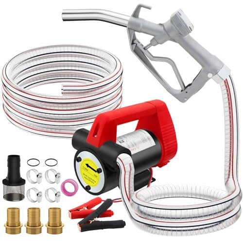 Pompe Transfert Diesel 12V 200W Pompe Gasoil Electrique Pompe à Carburant Auto-Amorçante Pompe Diesel 45l/min Pompe à Huile avec pistolet
