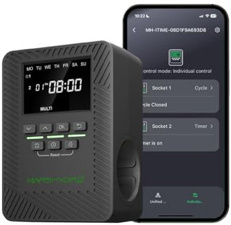 2025 MARS Hydro ITime 2-in-1 zeitschaltuhr digital Doppelsteckdose App-Steuerung individuell programmierbar 12 EIN-/Aus-Schalter für den Einsatz im Homeoffice und beim Pflanzenwachstum