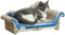 PawHut Rascador para gatos, tabla rascadora 2 en 1 con hierba gatera, salón de cartón para gatos de interior, 26,5 x 57 x 26,5 cm, azul