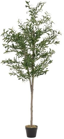 ML-Design Albero di Ulivo Artificiale 180 cm – Pianta Finta Grande con Tronco in Legno Naturale e Frutti – Decorazione Realistica in Vaso per Interni ed Esterni – Perfetto per Soggiorno e Ufficio