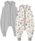 Looxii 2er Pack Baby Sommerschlafsack mit füßen 0.5 Tog Schlafsack Baby 100% Baumwolle Baby Schlafsack für Kinder 18-36 Monate Jungen Mädchen 80 cm Grey Forest