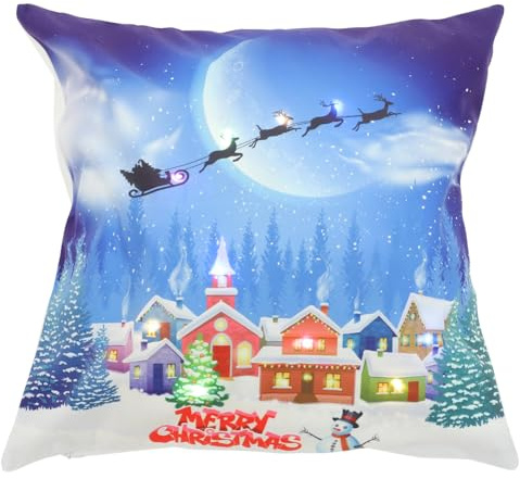 Gatuida Led Weihnachtskissenbezug Aus Leinen Pillingfrei Und Lichtecht Mit Einseitigem Druck Und Hochwertigem Reißverschluss Für Einfache Handhabung Für Home Decoration Warme
