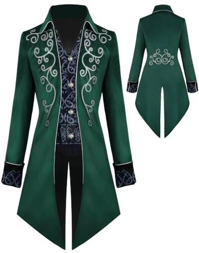 Men's Steampunk Vintage Tailcoat Jacket Gothic Tailcoat Coat Carnival Costumes,Medieval Clothing Men,Halloween Costume Men