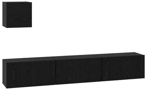 vidaXL TV Cabinet Set 4 pcs Black oak 60 x 30 x 30 cm Engineered wood, Stylish Wall Cabinet, Modern Storage, Rectangular Unit, Compact Media Console, Versatile Indoor Furniture Solutions
