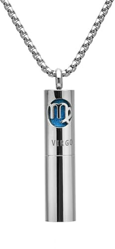 Jpltlvy Edelstahl-Zodiac-Parfümhalskette für Männer Frauen Aromatherapie Ätherisches Öl-Flaschenanhänger Unisex-Schmuck Geschenk