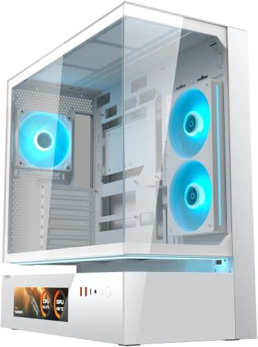 Cougar CFV235 Vision – ARGB Mid‑Tower‑Gehäuse – Weiß | 9,16″ IPS‑LCD‑Panel, ATX/CEB, High‑Airflow, 4× ARGB PWM‑Lüfter, GPU bis 430 mm, USB‑C
