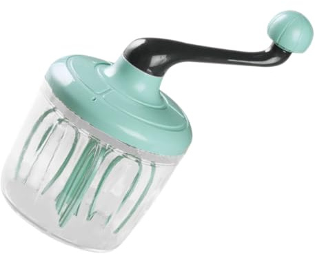 Manual Rotary Hand Whisk 1pcs Plastic Egg Frother Mixer | Light Green Finish, Foaming Action with Non-slip Grip, for Egg White and Coffee Drinks in Bakeries