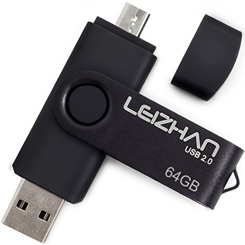 LEIZHAN 64GB Micro USB 2.0 Stick Speicherstick Dual Flash-Laufwerk mit Micro USB-Laufwerk Anschluss für Android Smartphone Tablets & Computer (64GB,Schwarz)