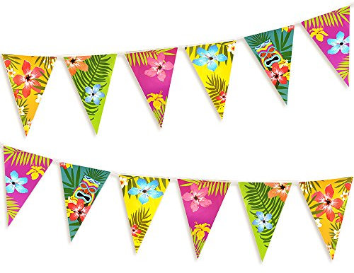 FEPITO 2 Stück Hawaiian Bunting Banner Total 6 Meter Luau Tropische Party Bunting