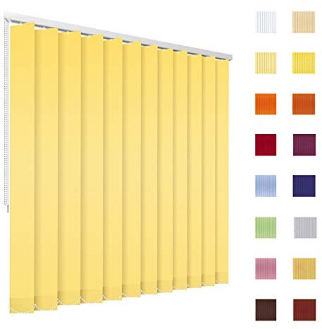 HB-Sonnenschutz Lamellenvorhang Komplettset, Lamellen, Vertikaljalousie,127 mm, hellgelb, gelb, Schnur/Kette, jedes Maß möglich (Breite: 401-450 cm x Höhe: 201-250 cm, gelb)
