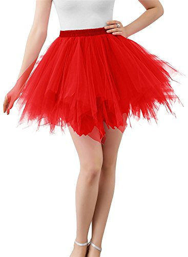ChicWind Karneval Damen 80er A “bergrAAye Rot Puffy TAllrock TAtA RAcke TAll Petticoat(MEHRWEG), Rot, XL/XXL/XXXL