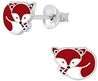 Laimons Mädchen Kids Kinder-Ohrstecker Ohrringe Kinderschmuck Fuchs 8 X 6 mm rot-braun, weiß Sterling Silber 925