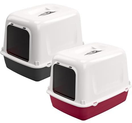 Ferplast Bac Litiere pour Chat, Maison de Toilette pour Chat, 2 filtres à Charbon Actif Anti-Odeur Inclus, 36 x 47 x h 35 cm, Clear Cat 10 Bac à litière pour Animaux, différentes Couleurs