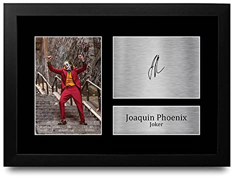HWC Trading FR Joaquin Phoenix Joker Batman Geschenke gedruckt Autogramm Bild für Film-Memorabilia Fans signiert - A4 Eingerahmt