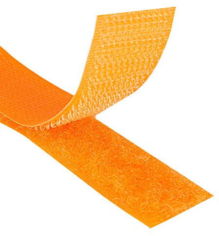 KLEBESHOP24 Cinta de belcro para coser, cinta de gancho y bucle, hook y loop, sin adhesivo/naranja neón, 20 mm x 3 m