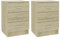 vidaXL 2X Nachtschrank 3 Schubladen Nachttisch Nachtkonsole Nachtschränckchen Nachtkommode Couchtisch Sonoma-Eiche 38x35x56cm Holzwerkstoff