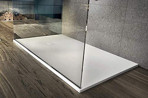 PIATTO DOCCIA EFFETTO PIETRA ARDESIA SMC RESINA 70x90 70x100 70x120 70x140 80x120 80x140 80x160 BEIGE TORTORA NERO ANTRACITE BIANCO GRIGIO (70x90cm, Bianco)