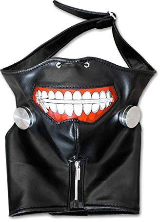 Ihyams Perücken Tokyo Ghoul Kaneki Ken Perücke Kurze Gerade Gerade Silbergraue Synthetische Haare Cosplay Anime Perücken Hitzebeständigkeit Faser Tokyo Ghoul Maske