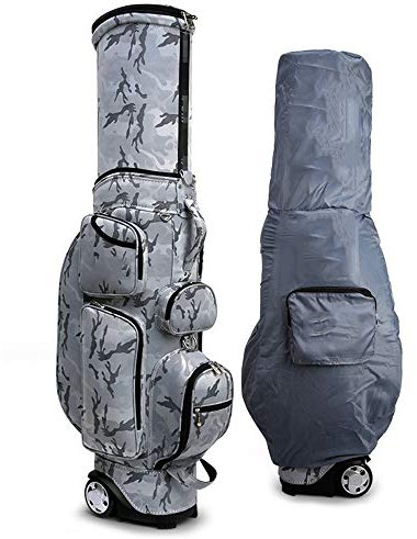 Golf Bleistift Tasche Mit Rädern Trolley Golf Course Cart Bag Golf Tragetasche mit Regenbezug Leichte Wasserdichte Retractable Golf Stand Bag für Männer Frauen ( Farbe : Grau , Size : 42x30x125cm )