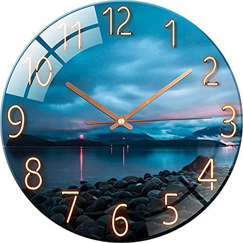 SWECOMZE Glasuhr - 30cm - Leise Wanduhr Wandkunst Bild Gehärtetem Glas für Wohnzimmer, Küche, Büro und Schlafzimmer (Style E)