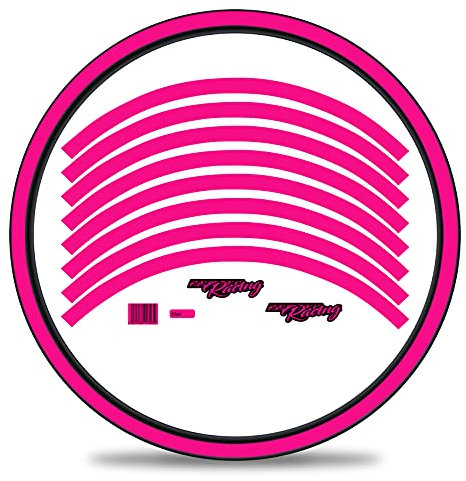 16-teiliges Set Felgenrandaufkleber Sticker für Fahrrad Felgen im Classic Design Komplett Set für 27 29 für Ebike Rennrad Mountainbike MTB Laufrad RX037 (Neon Pink, Matt)