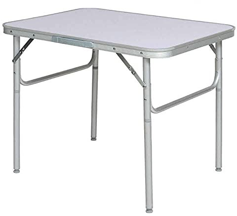 BAKAJI Mesa de Camping para pícnics, Estructura de Aluminio, Superficie de Hormiga, Patas Ajustables en 2 Alturas, 25/50 cm, Plegable con maletín para Playa o jardín (60 x 45 x 50 cm)