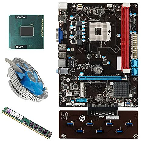 QS8-BTC 8 GPU Graphics Card Motherboard with CPU Ethereum ETH Mining with 1 year guarantee (Motherboard+CPU+CPU Cooler+4G DDR3 Memory)