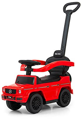 Milly Mally Mercedes G350D Rutscher mit Schieber, Spielzeugauto für Kinder ab 1 Jahr mit abnehmbaren Sicherheitsbarrieren und einem Griff, interaktives Auto mit Hupe und Motorgeräuschen ROT
