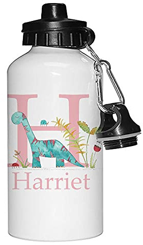 Tigerlilyprints Dinosaur Water Bottle, Girls Pink School Drinks Bottle, Back to School, Name on a Bottle, Initial Water Bottles.