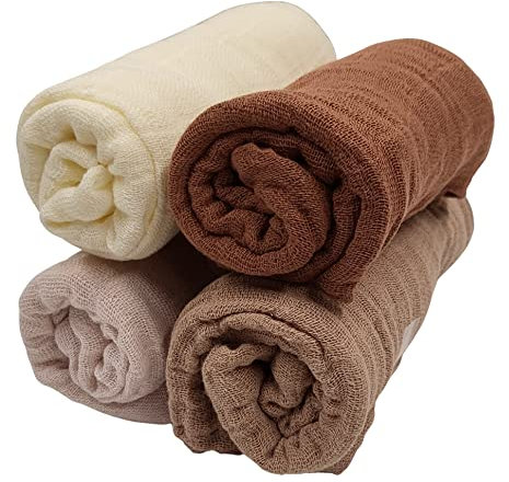 Pippi Mulltücher Musselin Spucktücher Biobaumwolle 4er Pack (Cappuccino)
