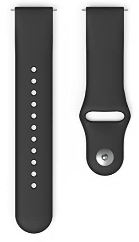 Hama Fitbit Uhrenarmband 22 mm (verstellbares Ersatzarmband für Smartwatch Fitbit Versa 2, Versa, Versa Lite, Fitbit Armband zum Tauschen, Silikon Wechselarmband, Edelstahl Knopf) schwarz