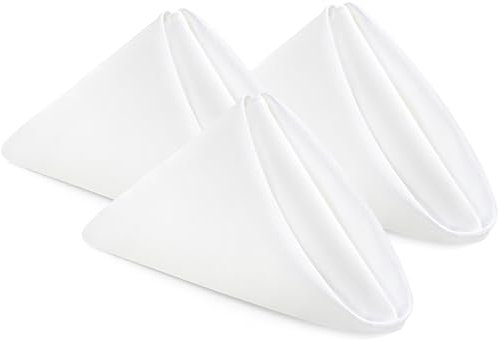 Utopia Home Weiße Stoffservietten (12 Stück, 50,8 x 50,8 cm), ideale Dinner-Servietten für Party, Hochzeit und Mittagessen/Abendessen