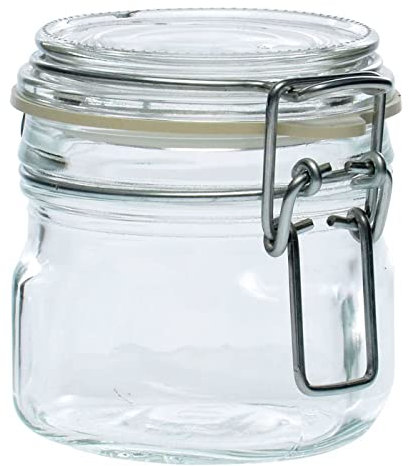 Tradineur - Tarro hermético de vidrio Primizie con junta de goma, bote, frasco multiusos con cierre, conservas, legumbres, pasta, cereales (200 ml, 8 x 7,2 cm)