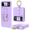 HWeggo Funda para Samsung Galaxy Z Flip 4 2022 con Anillo,Ultra Slim Rígido PC Anti-Rasguño y Resistente Protectora Carcasa,con Protector de Pantalla Exterior,Morado