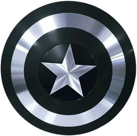 ENCORE HOME DECOR Antikes handgefertigtes Mittelalter-schwarzes Captain America-Schild, Metall-Requisite Replik