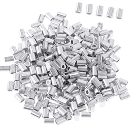 predolo 100 Stück Doppelfass Crimphülse Aluminium Crimpschlaufe Hülse Angelschnur Rohrverbinder, 1,2 mm